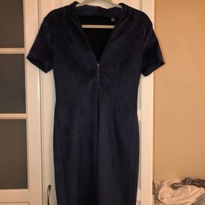 ELIE TAHARI faux suede blue dress